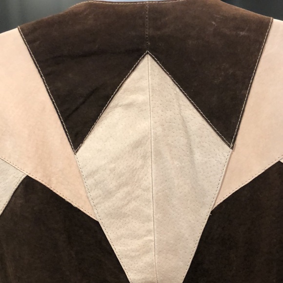 NEW Vintage HYPO ACTIVE Brown Leather Patchwork Long Jacket w/Tie Closure Sz 1XL - Picture 3 of 6